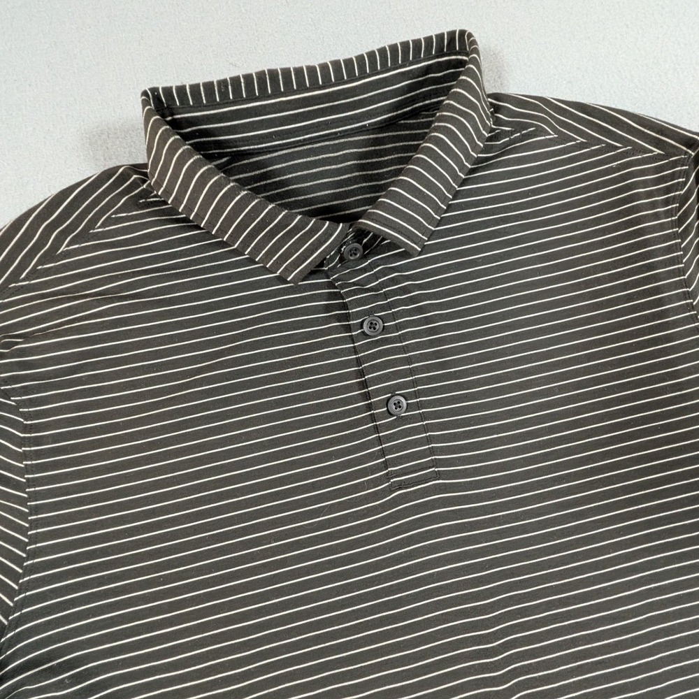 Lululemon Evolution Polo Shirt Mens Medium Striped Short Sleeve Athlisure